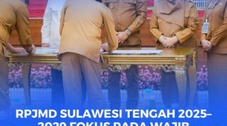 Gubernur Sulteng, Anwar Hafid, Wakil Gubernur Sulteng, Reny A Lamadjido, Ketua DPRD Sulteng, Arus Abdul Karim saat RPJMD 2025-2029 di Gedung DPRD Sulteng.