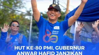 CERIA: Riang gembira Gubernur Sulteng, Anwar Hafid pada perayaan HUT PMI Ke-80