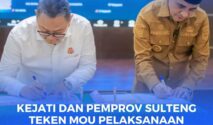 Penandatanganan MoU Kepala Kejati Sulteng Nuzul Rahmat dan Gubernur Sulteng H. Anwar Hafid