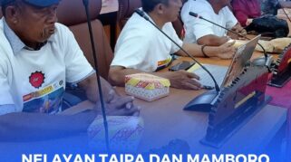 Perwakilan Nelayan saat membacakan tuntutan saat melaksanakan RDP di ruang rapat utama Gedung DPRD Kota Palu