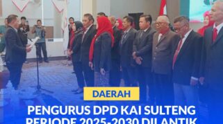 Wasekjen DPP KAI Riswanto Lasdin, SH.MH, CLA, melantik pengurus DPD KAI Sulteng Periode 2025-2030