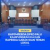 Ketua DPRD Kota Palu Rico AT Djanggola, didampingi staf ahli Walikota Usman. SH, memimpin rapat paripurna di ruang sidang utama gedung DPRD Kota Palu