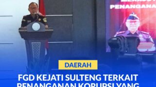 Wakajati Sulteng Imanuel Rudi Pailang. SH. MH, menyampaikan sambutan sekaligus membuka FGD Kejati Sulteng yang di hadiri Waka PT Sulteng dan Wakil Ketua BPKP Sulteng