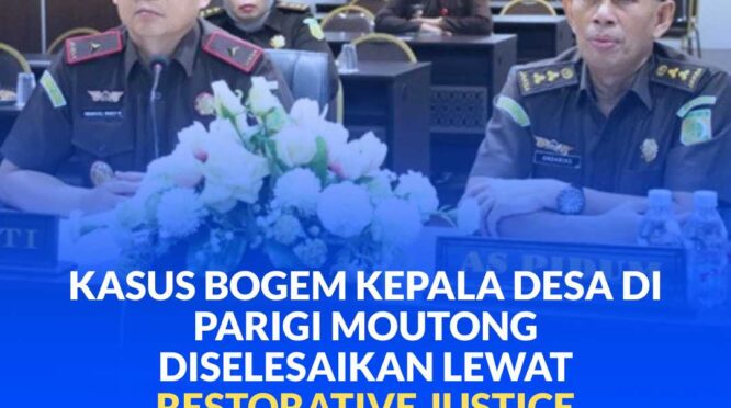 Wakajati Sulteng Immanuel Rudi Pailang, SH. MH, didampingi Aspidum, melaksanakan RJ terkait kasus penganiayaan di Cabjari Tinombo, Kejari Parimo, bersama JAM Pidum.