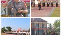 Kapolres Sigi AKBP Kari Amsah Ritonga, S.H., S.I.K., M.H., saat memimpin Upacara Peringatan Hari Juang Polri Tahun 2026 di Lapangan Upacara Polres Sigi, Jumat (21/8/2026).