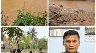 Normalisasi Sungai yang digagas Koramil 1306-11/Moutong bersama warga.