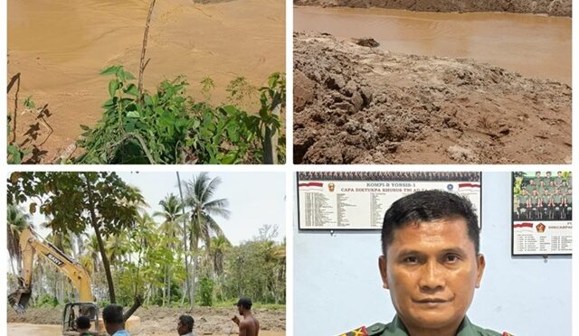 Normalisasi Sungai yang digagas Koramil 1306-11/Moutong bersama warga.