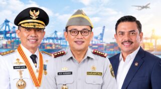 Gubernur Sulawesi Tengah Anwar Hafid, bersama Menteri Usaha Mikro, Kecil, dan Menengah (UMKM) Maman Abdurrahman serta Kepala Badan Karantina Indonesia Abdul Kadir Karding