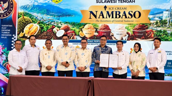 Penandatanganan Nota Kesepakatan Kerja Sama antara KADIN Kabupaten, pelaku industri hilirisasi, dan pengusaha Surya Getto.